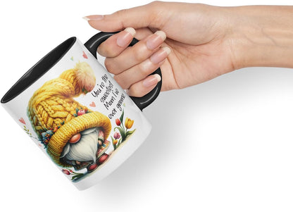 Vixar You're the Sweetest Mom I've Ever Gnome Cute Gnome Mother Mum Mug – Coloured Ceramic Mug Cup Gift, 11oz (Black)