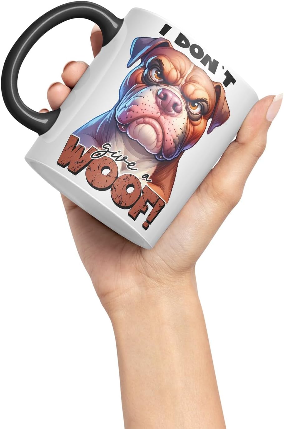 Vixar I Don’t Give a Woof! Dog Coloured Ceramic Mug Cup 11oz Funny Sarcastic Gift (Black)