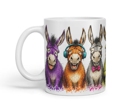 Vixar Funny Donkey Mug – Cute Donkey Animal Coloured Ceramic Mug Cup Gift, 11oz (Black)