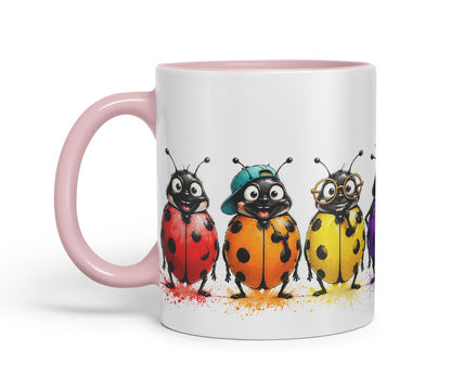 Vixar Ladybird Mug – Cute Ladybug Animal Coloured Ceramic Mug Cup Gift, 11oz (Black)