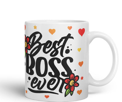 Vixar Best Boss Ever Joke Coloured Ceramic Mug Cup Gift 330ml 11oz Work Office Tea Coffee