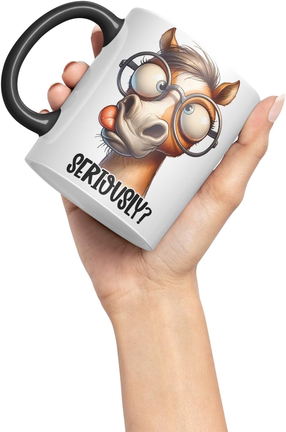Vixar Seriously? Coloured Ceramic Mug Cup 11oz Funny Sarcastic Gift (Black)