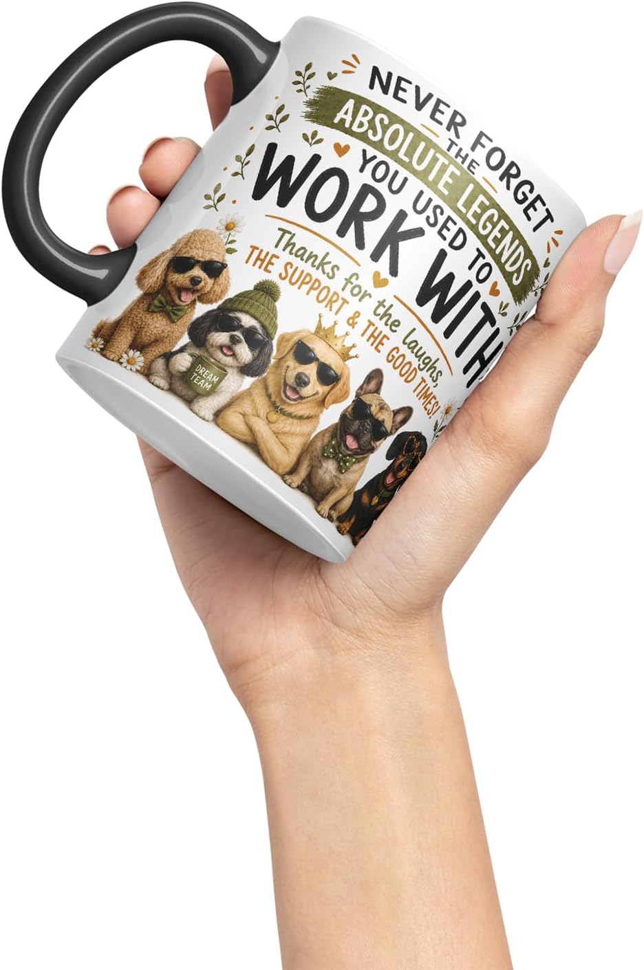 Vixar Never Forget the Absolute Legends You Used to Work with Dogs Mug – Funny Dog Coworker Leaving Gift, 11oz (Black)