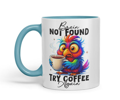 Vixar Brain Not Found Try Coffee Again Funny Bird Coffee Mug – Coloured Ceramic Mug Cup Gift, 11oz (Black)