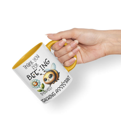 Teaching Assistant Thank You for Bee-ing The best teacher Ceramic Coloured Mug Cup for Tea Coffee Hot brew 330ml 11Oz