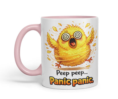 Vixar Peep Peep Panic Panic Chick Coloured Ceramic Mug Cup Gift, 11oz (Black)
