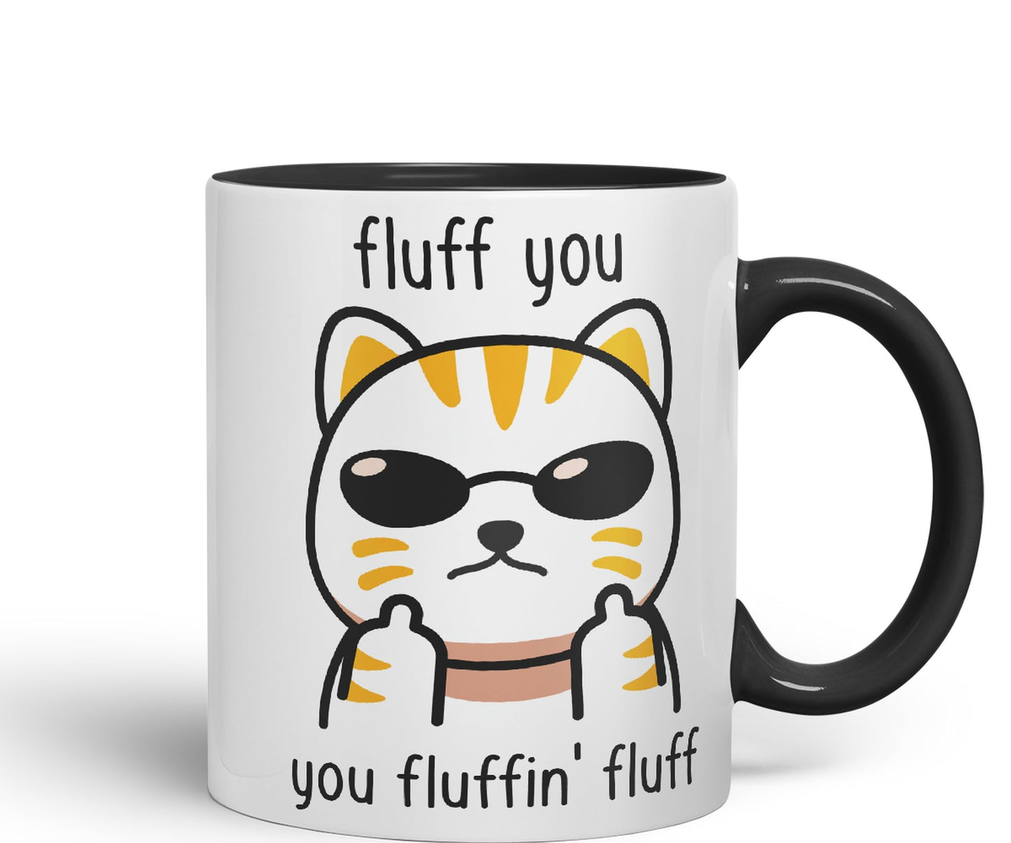 Vixar Fluff You Cat Joke Adult Ceramic Mug Coloured Mug Cup Gift Tea Coffee Christmas Office Home