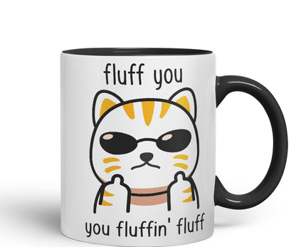 Vixar Fluff You Cat Joke Adult Ceramic Mug Coloured Mug Cup Gift Tea Coffee Christmas Office Home