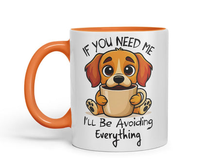 Vixar If You Need Me, I'll Be Avoiding Everything Beagle Dog Mug – Coloured Ceramic Mug Cup Gift, 11oz (Black)