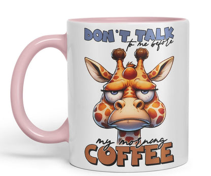 Vixar Don’t Talk to Me Before My Morning Coffee Giraffe Coloured Ceramic Mug Cup 11oz Funny Sarcastic Gift (Black)