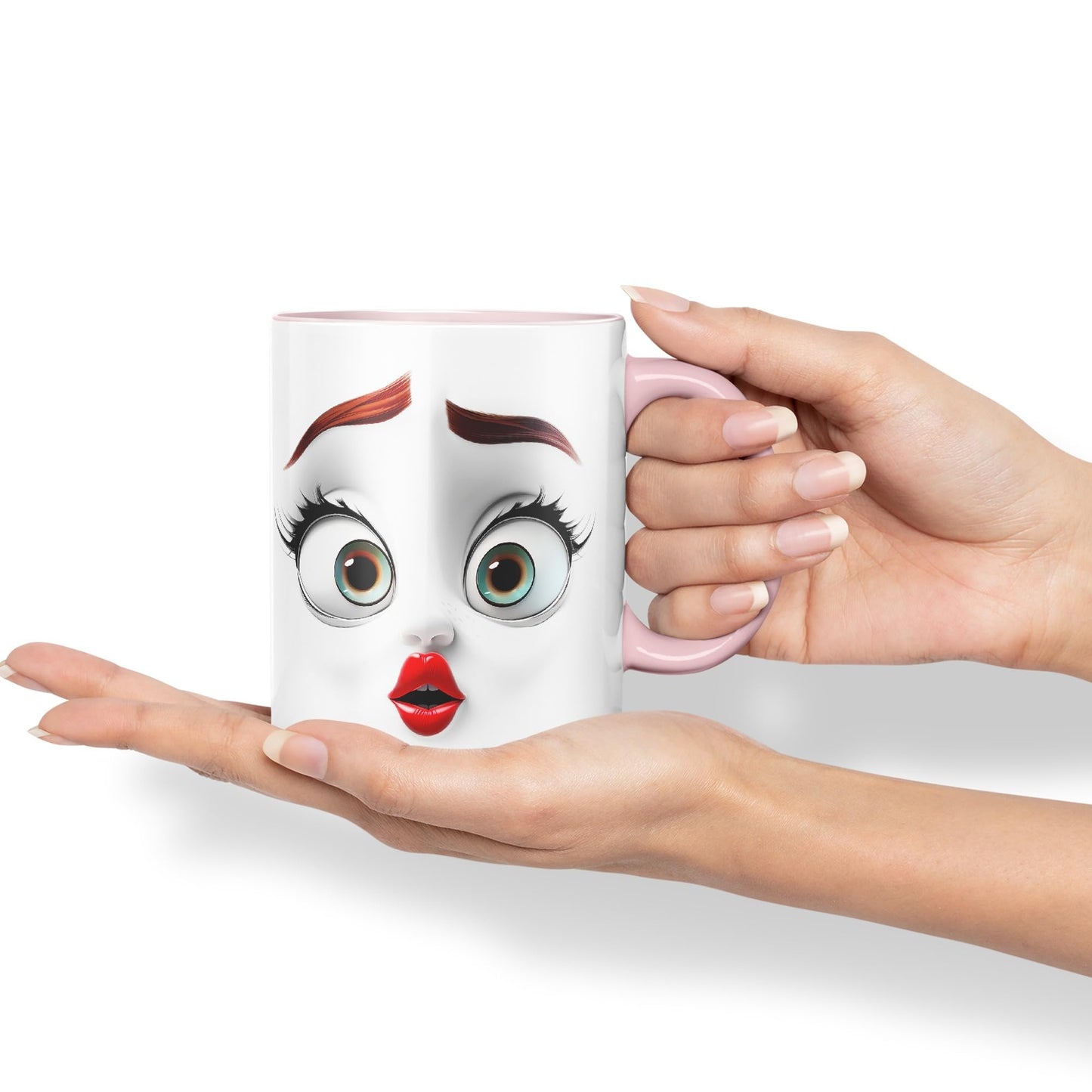 Face Eyes Nose mounts Eyebrows Joke sarkasm Ceramic Coloured Mug Cup for Tea Coffee Hot Brew 330ml 11Oz Gift