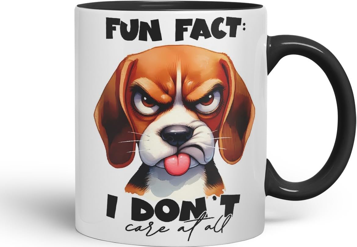 Vixar Fun Fact: I Don’t Care at All Dog Coloured Ceramic Mug Cup 11oz Funny Sarcastic Gift (Black)
