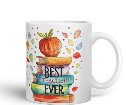 Vixar Best Teacher Mug Thank You, End of School Gift Ceramic Coloured Mug Cup for Tea Coffee Hot Brew 330ml 11Oz Gift Bta1