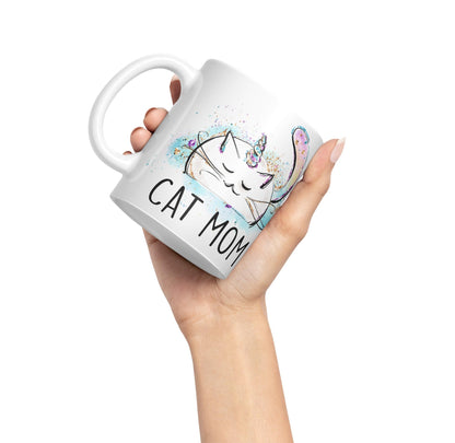 Vixar Cat Mum Unicorn Kitten Ceramic 330 ml Coloured Mug Cup Gift Tea Coffee Christmas Office Home