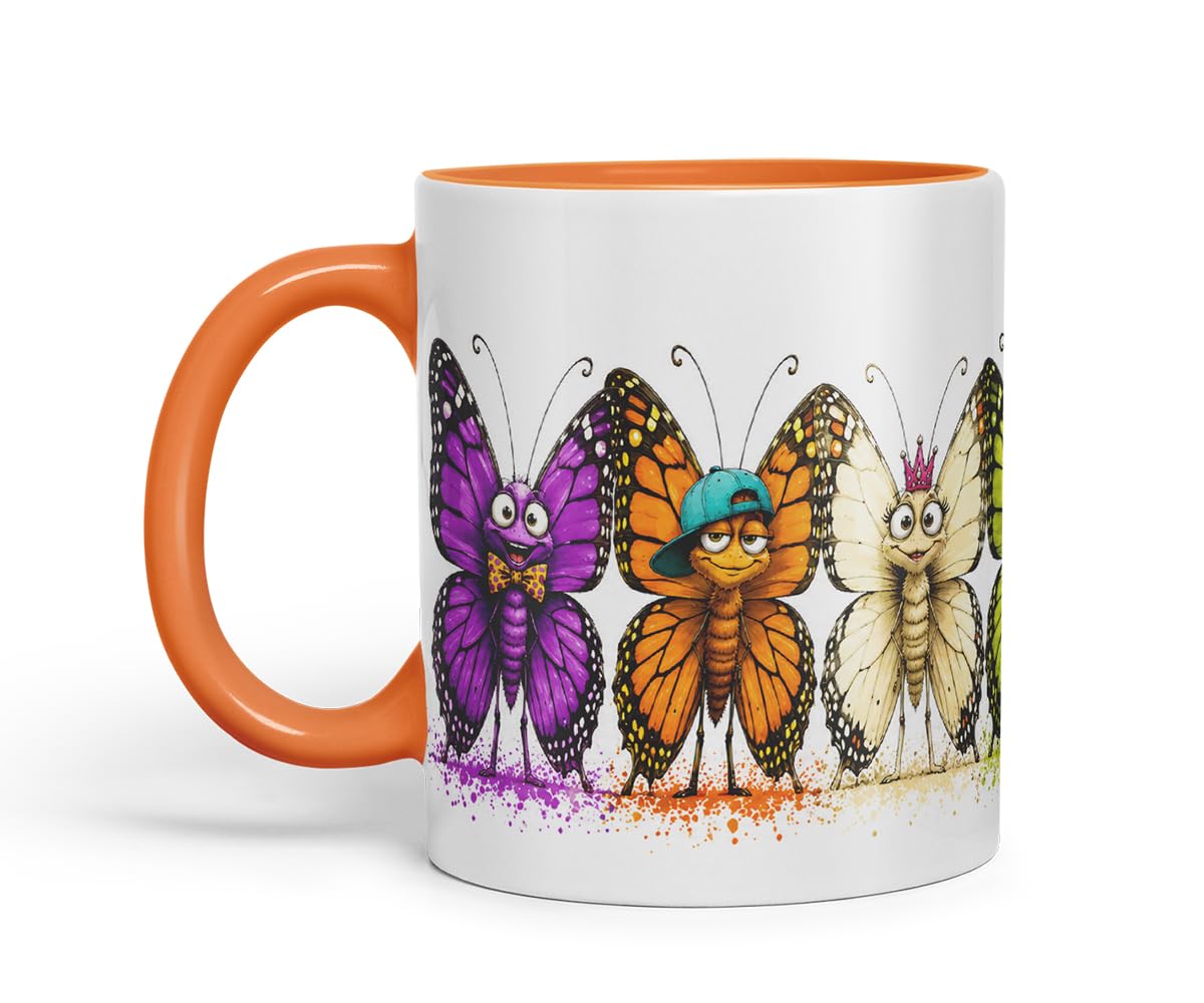 Butterfly Mug – Cute Butterfly Coloured Ceramic Mug Cup Gift, 11oz (Black)