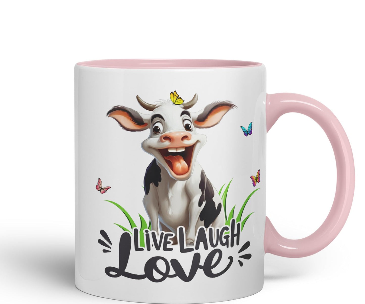 Life Laugh Love Cow Joke sarkasm Sarcastic Ceramic Coloured Mug Cup for Tea Coffee Hot Brew 330ml 11Oz Gift