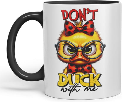Vixar Don’t Duck with Me Coloured Ceramic Mug Cup 11oz Funny Sarcastic Gift (Black)