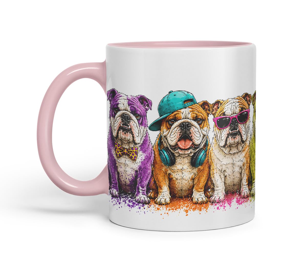 Vixar English Bulldog Dog Mug – Cute Bulldog Coloured Ceramic Mug Cup Gift, 11oz (Black)
