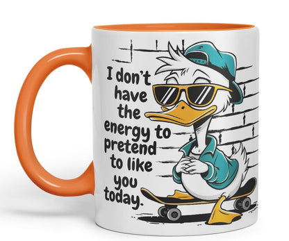 Vixar I Don’t Have The Energy to Pretend to Like You Today – Coloured Ceramic Mug Cup Gift, 11oz (Black)