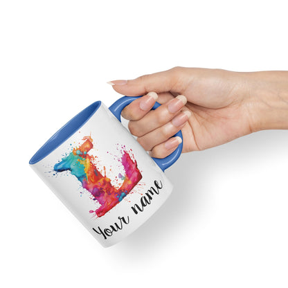 Personalised Letter L mug, Alphabet cusomized custom Letter L Monogram watercolour Ceramic Coloured Mug Cup for Tea Coffee Hot brew 330ml 11Oz Gift