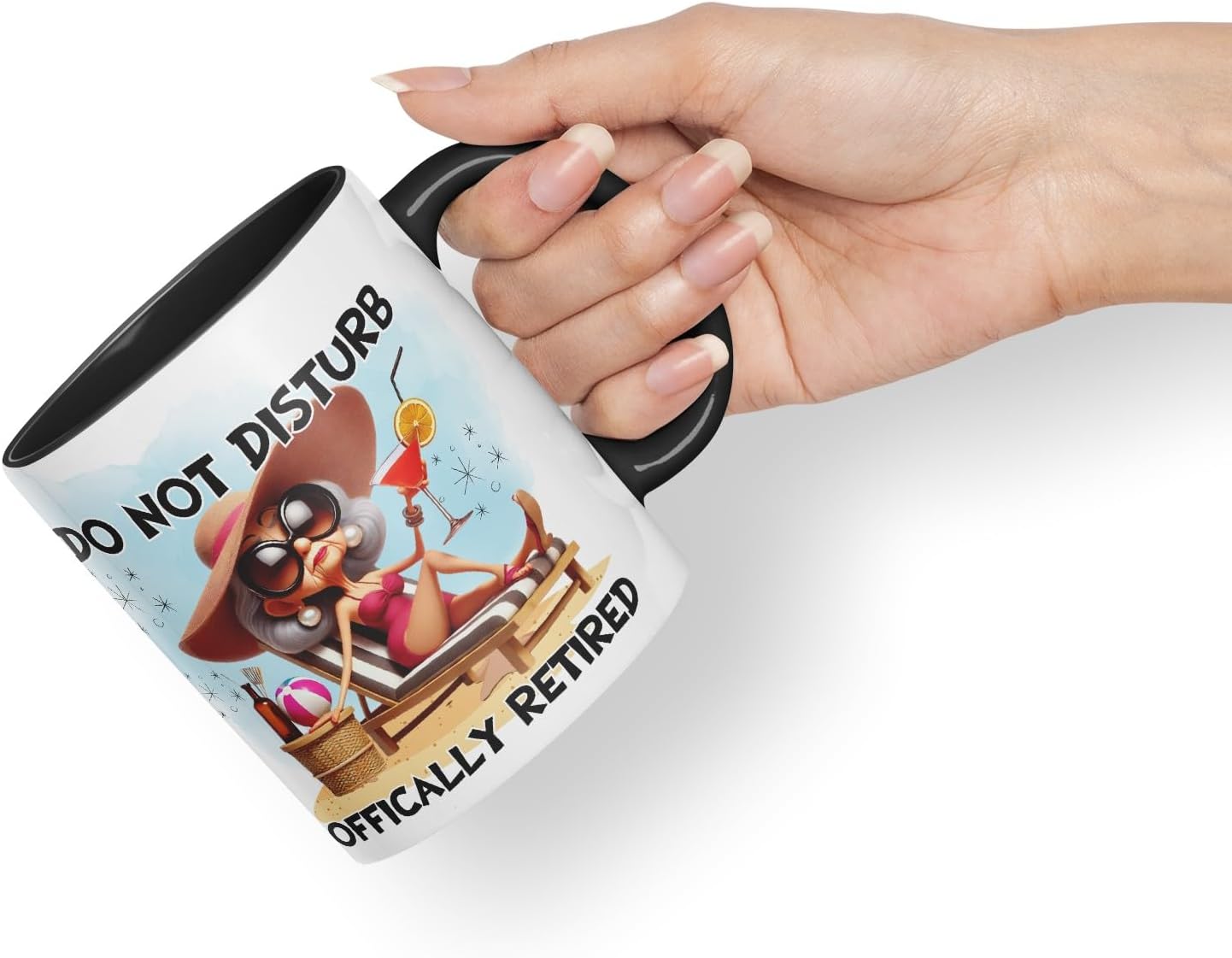 Vixar Do Not Disturb Officially Retired Woman Mug – Coloured Ceramic Mug Cup Gift, 11oz (Black)