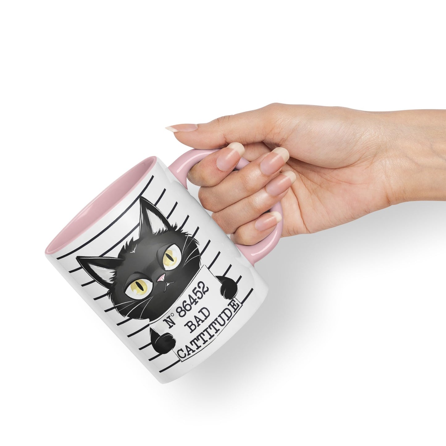 Vixar Bad Cattitude Prison Cats Sarcastic Joke Ceramic Coloured Mug Cup for Tea Coffee Hot Brew 330ml 11Oz