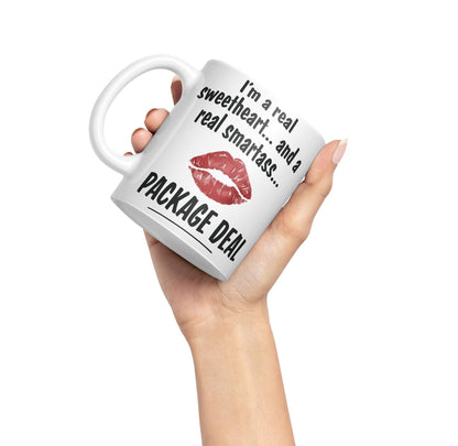 I'm a Real Seetheart … and a Real Smartass.. Package Deal Joke Sarcastic bee Ceramic Coloured Mug Cup for Tea Coffee Hot Brew 330ml 11Oz