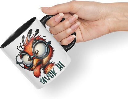 Vixar Cluck It! Coloured Ceramic Mug Cup 11oz Funny Sarcastic Gift (Black)