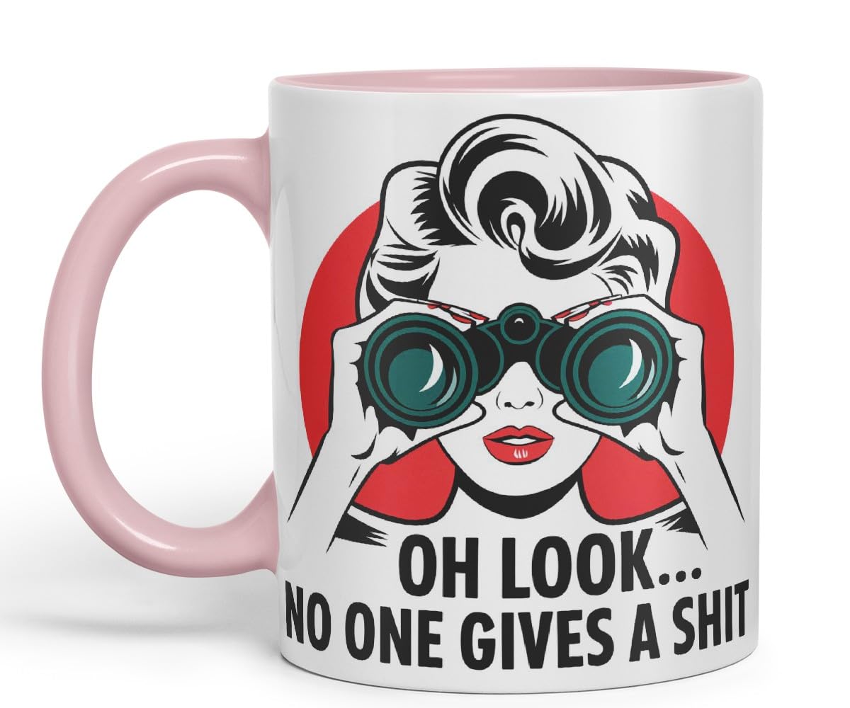 Vixar Oh Look… No One Gives a S** Sarcastic Cow Coloured Ceramic Mug Cup Gift, 11oz (Black)