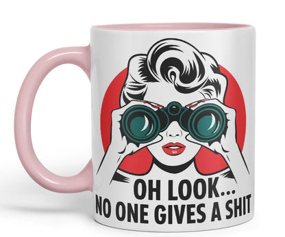 Vixar Oh Look… No One Gives a S** Sarcastic Cow Coloured Ceramic Mug Cup Gift, 11oz (Black)