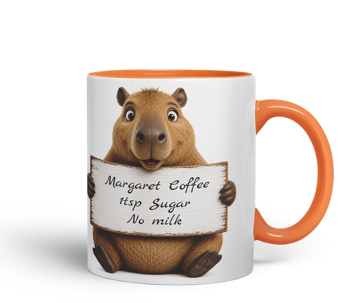 Vixar Personalised Capybara Mug with Name or Custom Message – Cute Animal Coloured Ceramic Mug Cup Gift, 11oz (Black)