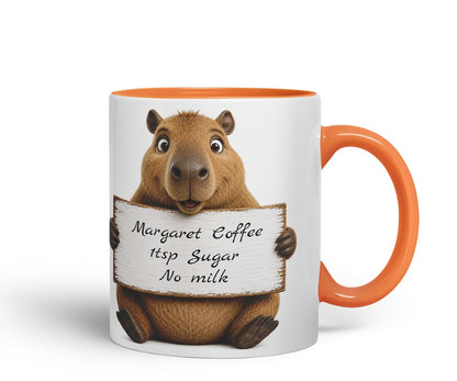Vixar Personalised Capybara Mug with Name or Custom Message – Cute Animal Coloured Ceramic Mug Cup Gift, 11oz (Black)