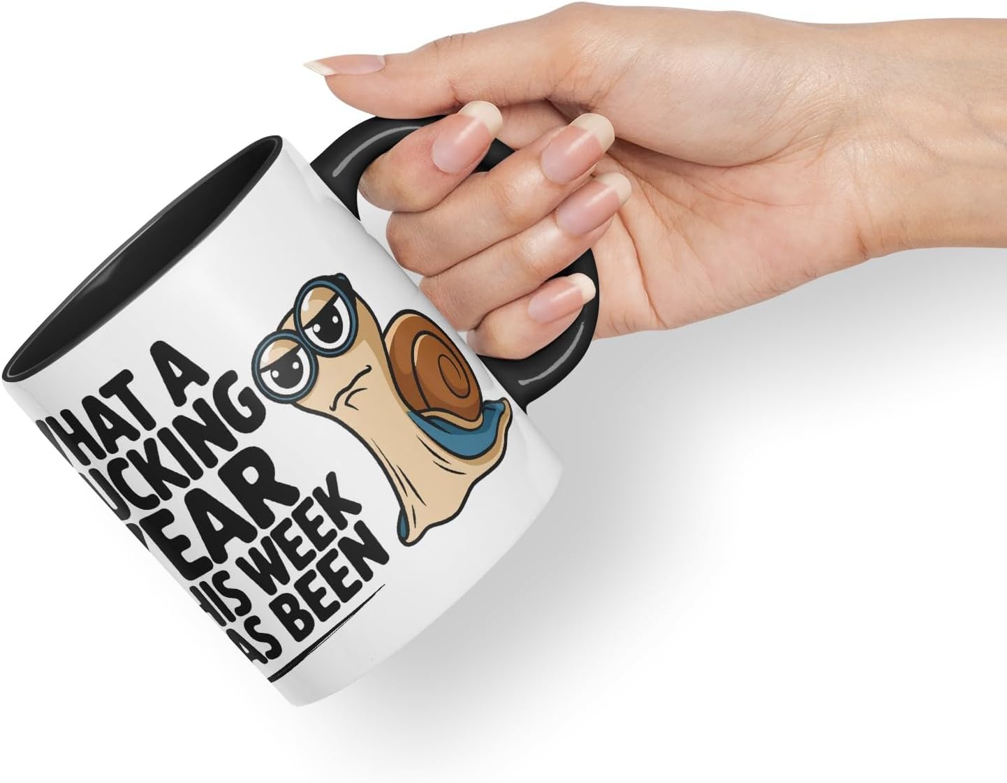 Vixar What A F** Year This Week Has Been Sarcastic Snail Coloured Ceramic Mug Cup Gift, 11oz (Black)