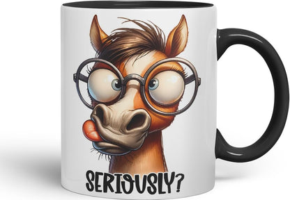 Vixar Seriously? Coloured Ceramic Mug Cup 11oz Funny Sarcastic Gift (Black)