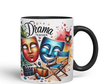 Vixar Drama Teacher Mug Thank You, End of School Gift Ceramic Coloured Mug Cup for Tea Coffee Hot Brew 330ml 11Oz Gift
