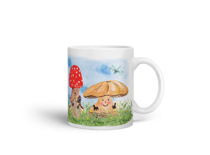 Vixar Mushrooms Red Wild Watercolour Art Coloured Mug Cup Gift Birthday Work Office Tea Coffee