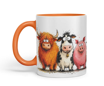 Vixar Farm Animals Mug – Cute Farm Animal Coloured Ceramic Mug Cup Gift, 11oz (Black)