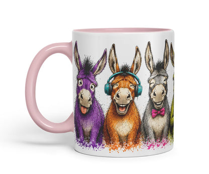 Vixar Funny Donkey Mug – Cute Donkey Animal Coloured Ceramic Mug Cup Gift, 11oz (Black)