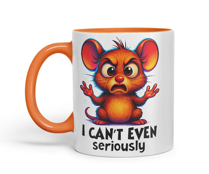 Vixar I Can't Even Seriously Funny Mouse Mug – Coloured Ceramic Mug Cup Gift, 11oz (Black)