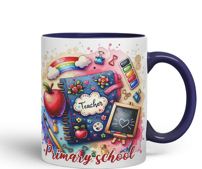 Vixar Primary School Teacher Mug Thank You, End of School Gift Ceramic Coloured Mug Cup for Tea Coffee Hot Brew 330ml 11Oz Gift