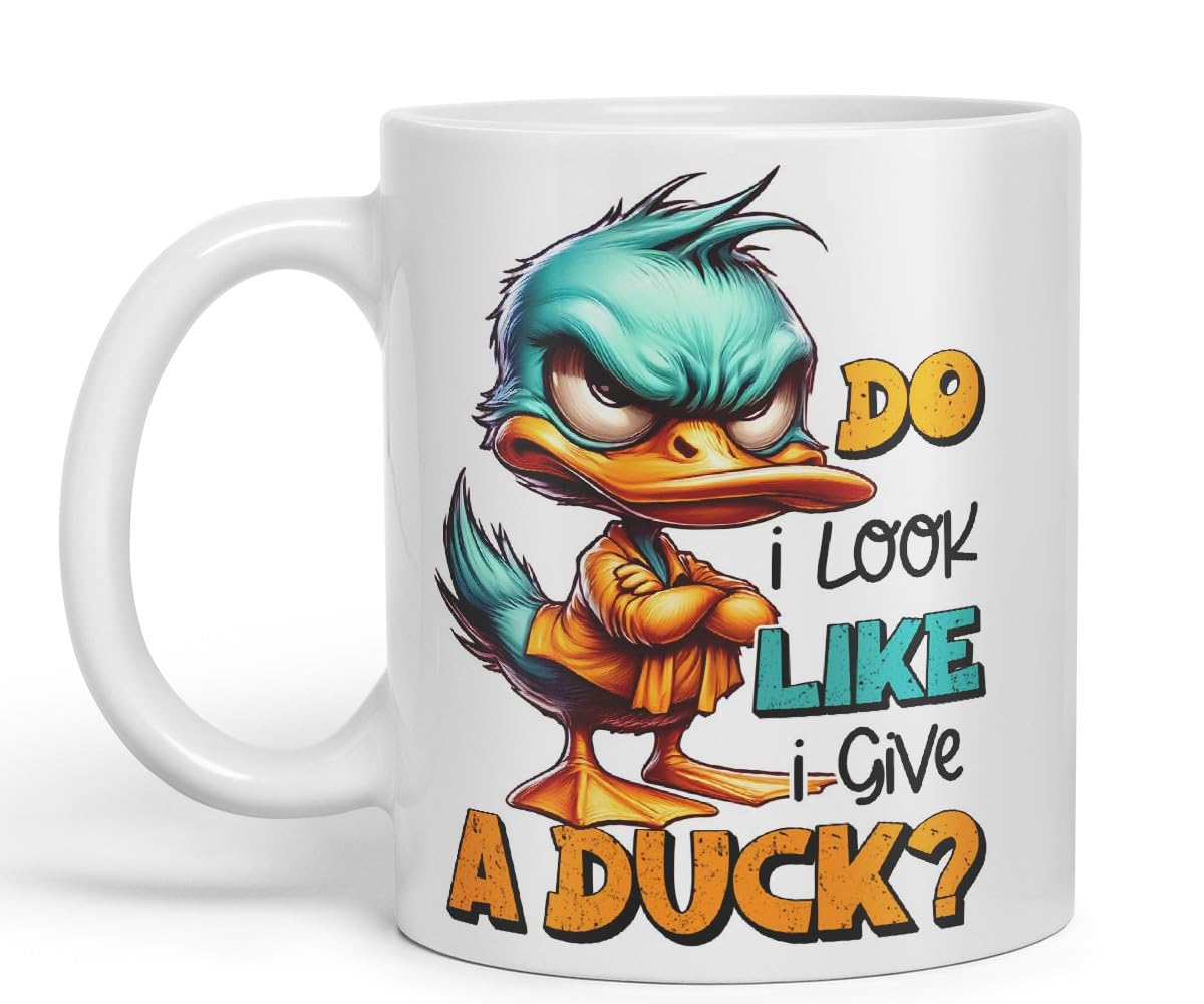 Vixar Do I Look Like I Give a Duck? Coloured Ceramic Mug Cup 11oz Funny Sarcastic Gift (Black)