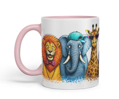 Vixar Safari Animals Mug – Cute Safari Animals Coloured Ceramic Mug Cup Gift, 11oz (Black)