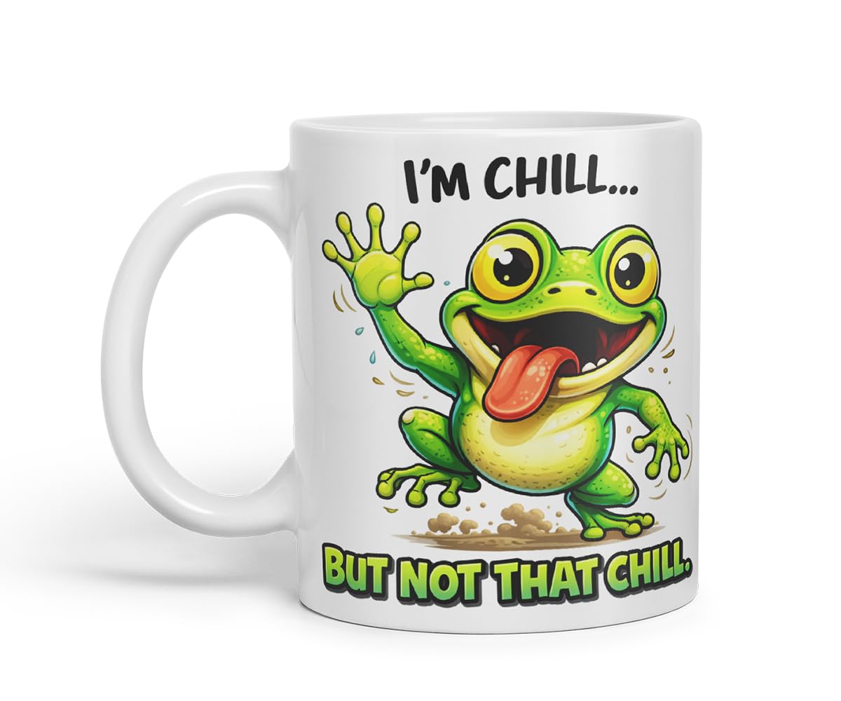 Vixar I'm Chill But Not that Chill Funny Frog Mug – Coloured Ceramic Mug Cup Gift, 11oz (Black)