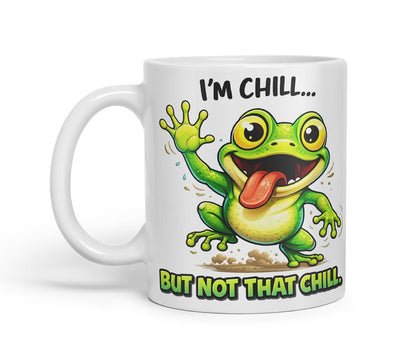 Vixar I'm Chill But Not that Chill Funny Frog Mug – Coloured Ceramic Mug Cup Gift, 11oz (Black)