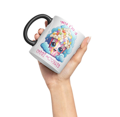 Yey I'm a Unicorn Popcorn Joke sarkasm Sarcastic Ceramic Coloured Mug Cup for Tea Coffee Hot Brew 330ml 11Oz Gift