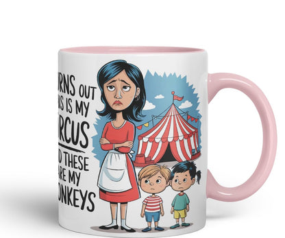 Vixar This is My Circus These are My Monkeys Mug – Coloured Ceramic Mug Cup Gift, 11oz (Black)