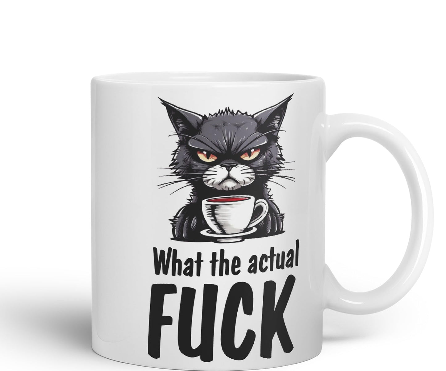 What The Actual F… Cat Kitten Joke sarkasm Sarcastic Ceramic Coloured Mug Cup for Tea Coffee Hot Brew 330ml 11Oz Gift