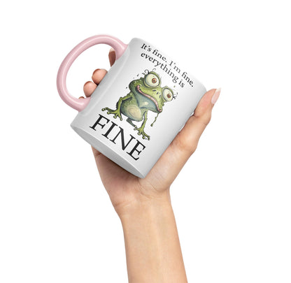 Vixar Frog It's fine I'm fine Everything is fine Joke Sarcastic Ceramic Mug Coloured Mug Cup Gift Tea Coffee Christmas