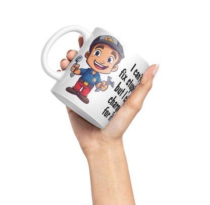 I Can't fix Stupid.. But I can Charge for it, Joke Sarcastic Ceramic Coloured Mug Cup for Tea Coffee Hot Brew 330ml 11Oz