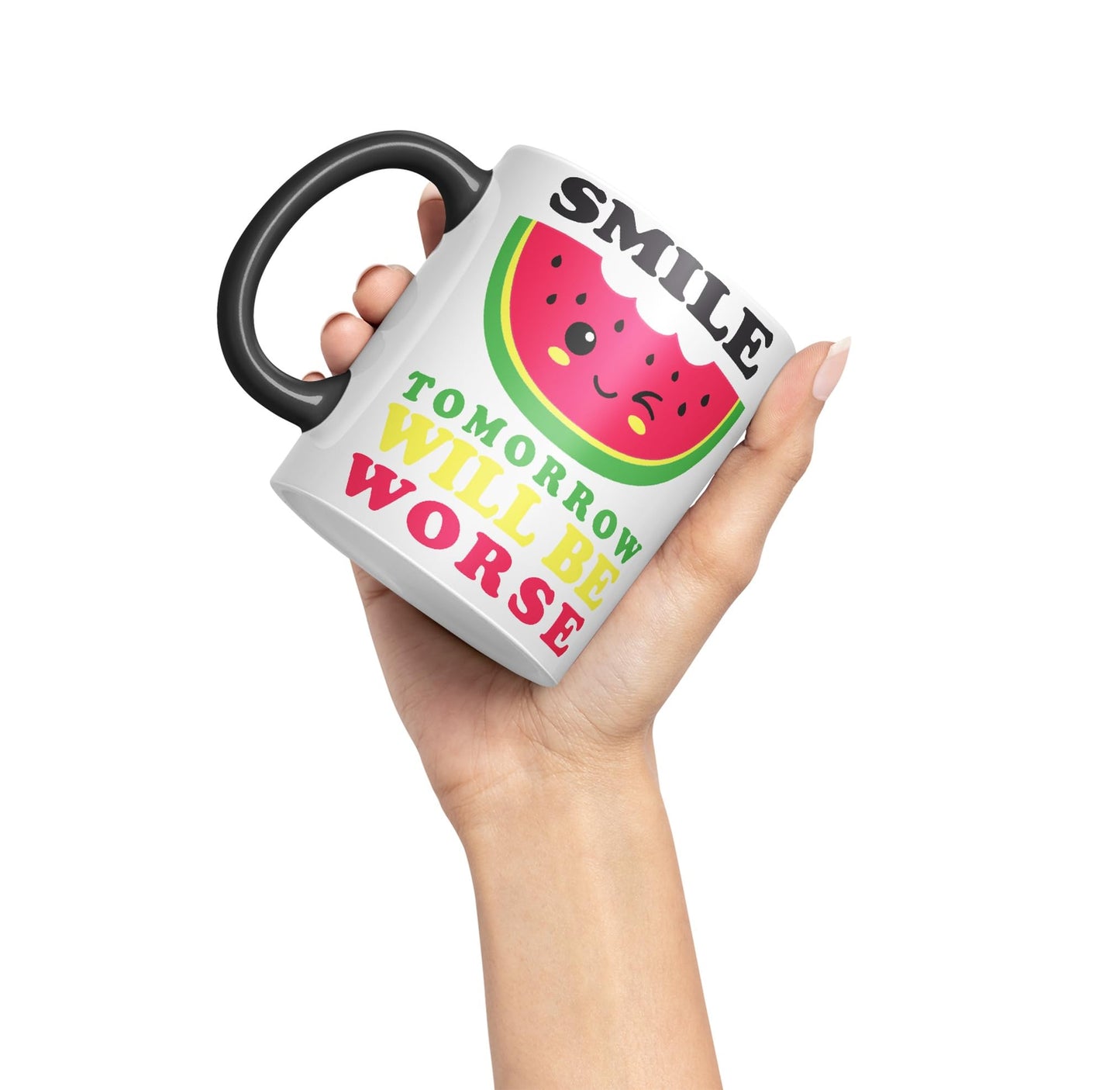 Vixar Smile Tomorrow Will be Worse Joke Ceramic Coloured Mug Cup Gift Tea Coffee Christmas Office Home Work